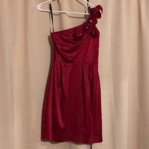 Red one shoulder dress